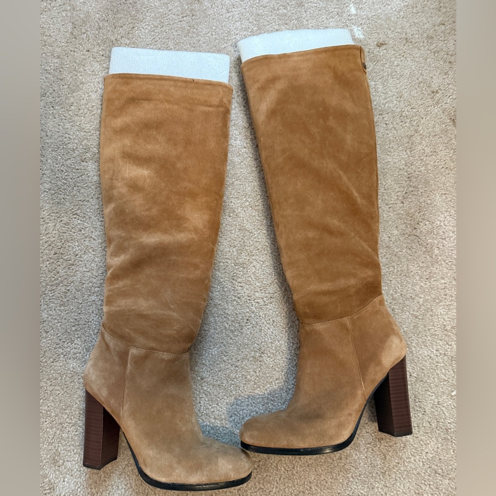 Sam Edelman Camel Suede Tan Knee-High Victoria Boots Size 8 - Picture 5 of 15